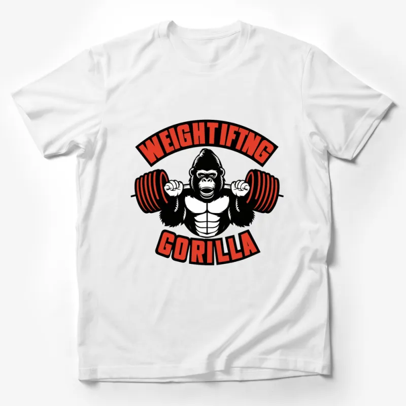 Weightlifting Gorilla T-Shirt, Fitness Gym Tee, Bodybuilding Workout Shirt, Strong Gorilla Graphic Male T-Shirt