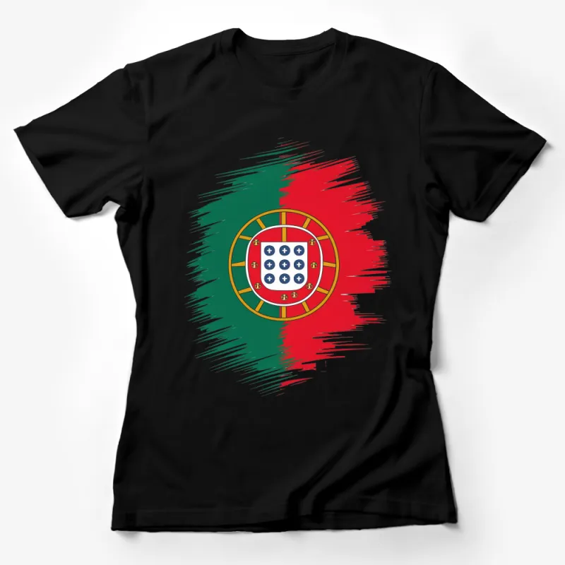 Portuguese Flag Brushstroke T-Shirt, Modern Art Inspired Graphic Tee, Patriotic Apparel Female T-Shirt