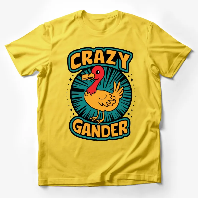 Crazy Gander Cartoon T-Shirt, Retro Style Comic Duck Design, Unisex Tees for All Ages, Unique Gift Idea Male T-Shirt