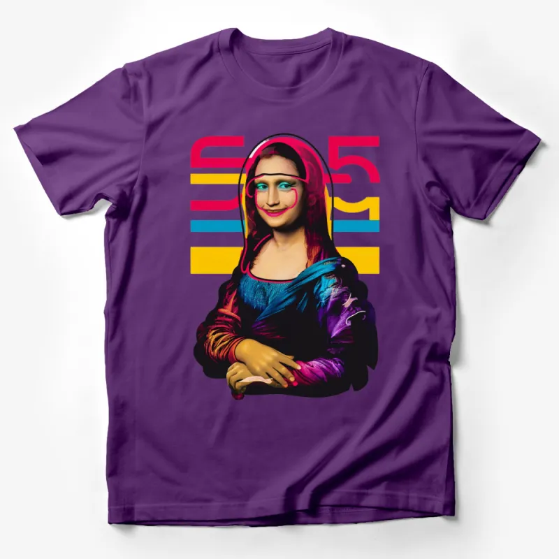 Colorful Mona Lisa Pop Art T-Shirt, Vibrant Modern Art Tee, Unique Artistic Graphic Shirt Male T-Shirt