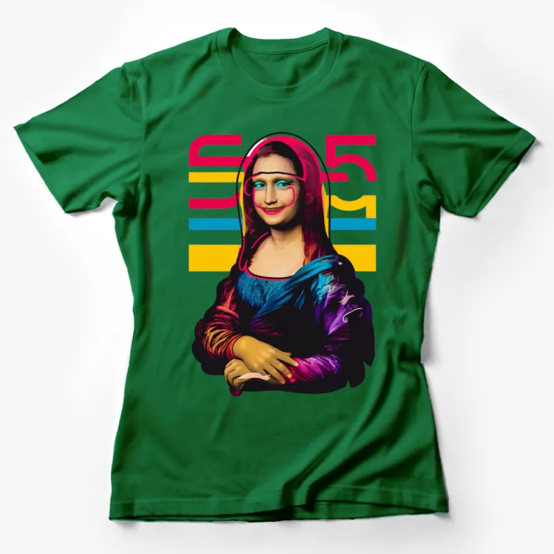 Colorful Mona Lisa Pop Art T-Shirt, Vibrant Modern Art Tee, Unique Artistic Graphic Shirt Female T-Shirt