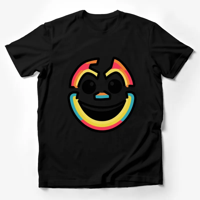 Colorful Rainbow Smiley Face T-Shirt, Fun Happy Emoji Tee for All Ages Male T-Shirt