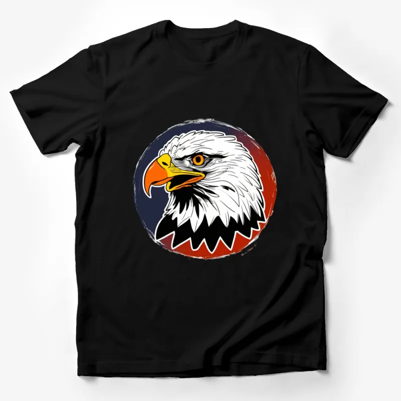 Majestic Eagle Graphic T-Shirt, Circle Emblem Patriotic Bird, Red White Blue Tee, Unisex Casual Top Male T-Shirt