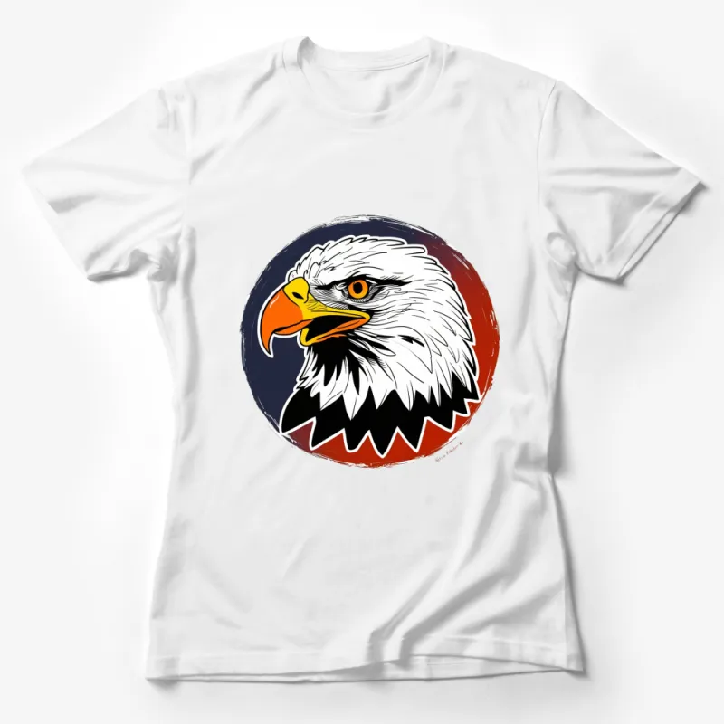 Majestic Eagle Graphic T-Shirt, Circle Emblem Patriotic Bird, Red White Blue Tee, Unisex Casual Top Female T-Shirt