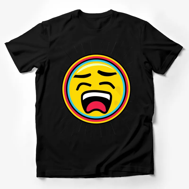 Vibrant Laughing Emoji T-Shirt, Colorful Cartoon Graphic Tee, Unisex Casual Summer Wear, Gift Idea for Friends Male T-Shirt