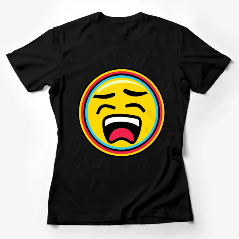 Vibrant Laughing Emoji T-Shirt, Colorful Cartoon Graphic Tee, Unisex Casual Summer Wear, Gift Idea for Friends Female T-Shirt