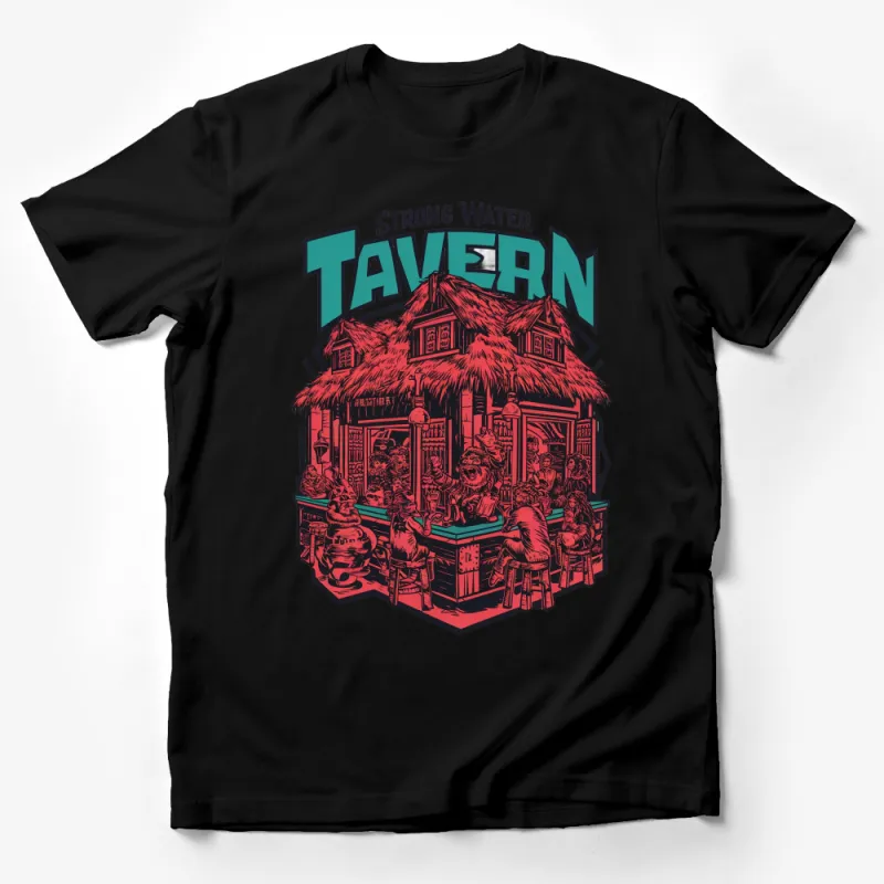 Strong Water Tavern Graphic T-Shirt, Vintage Bar Scene Tee, Unique Pub Design, Artistic Men's and Women's Shirt Male T-Shirt