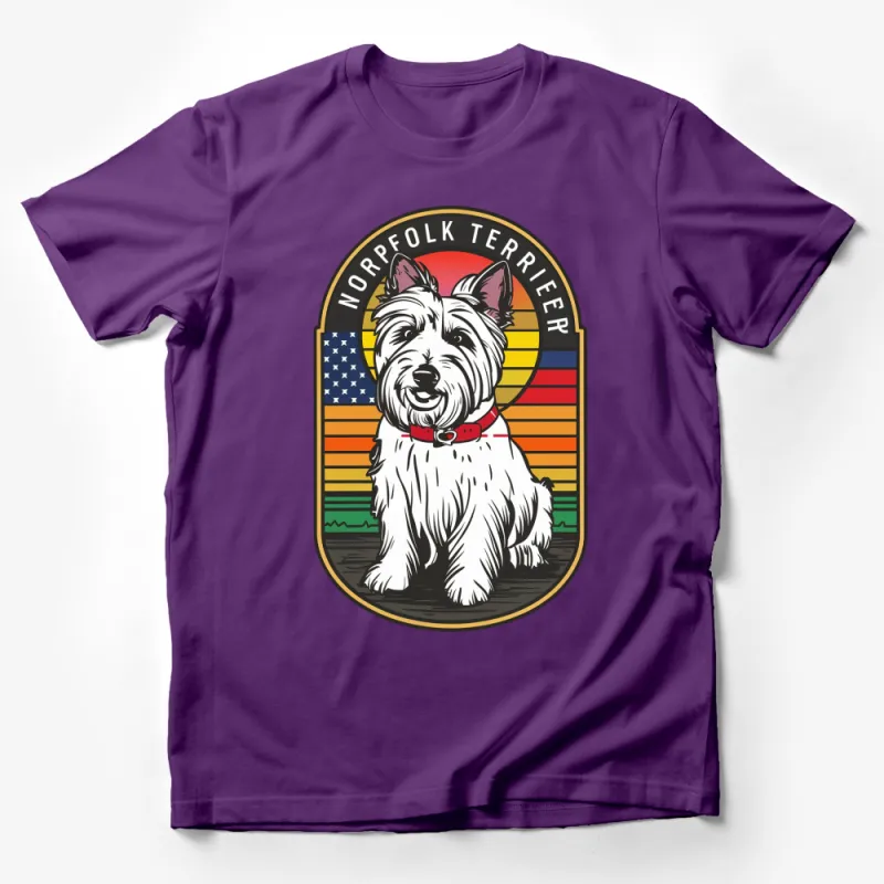 Norfolk Terrier Dog T-Shirt, Patriotic American Flag Animal Lover Gift, Unisex Graphic Tee Male T-Shirt