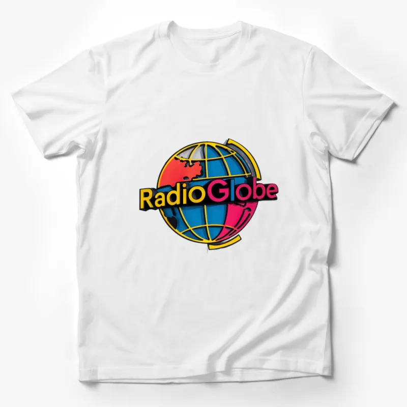 RadioGlobe Graphic T-Shirt, Colorful World Map, Vibrant Earth Illustration, Unisex Tee Male T-Shirt