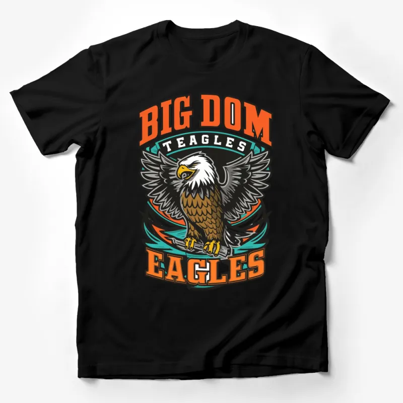 Big Dom Eagles T-Shirt, Bald Eagle Graphic Tee, Patriotic Emblem Shirt, Bold Vintage Style Male T-Shirt