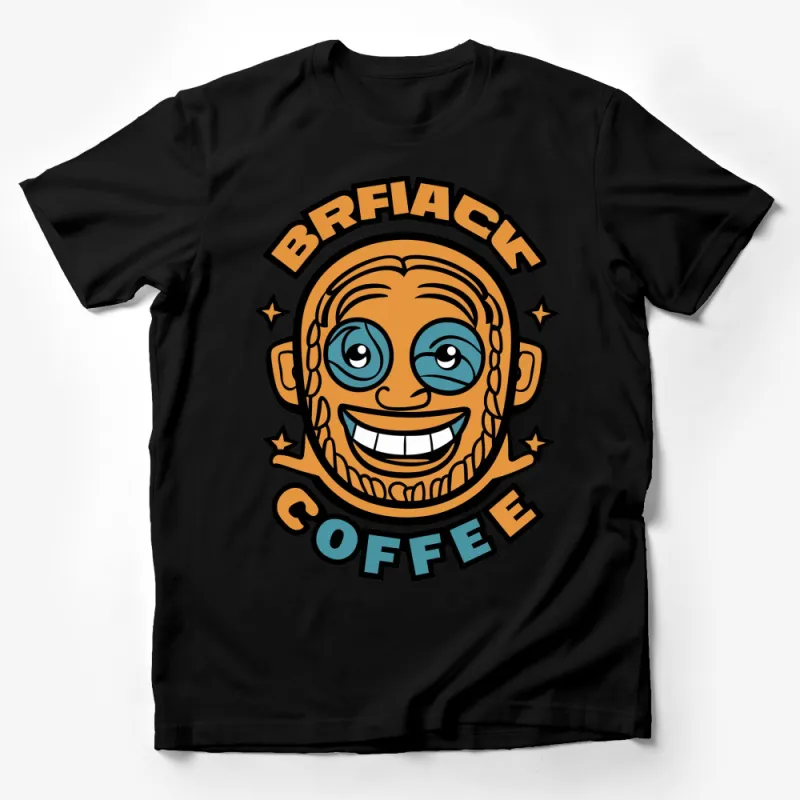 Bright Coffee Lover T-Shirt, Funny Face Graphic Tee, Unique Brfiacc Coffee Design, Unisex Shirt Male T-Shirt