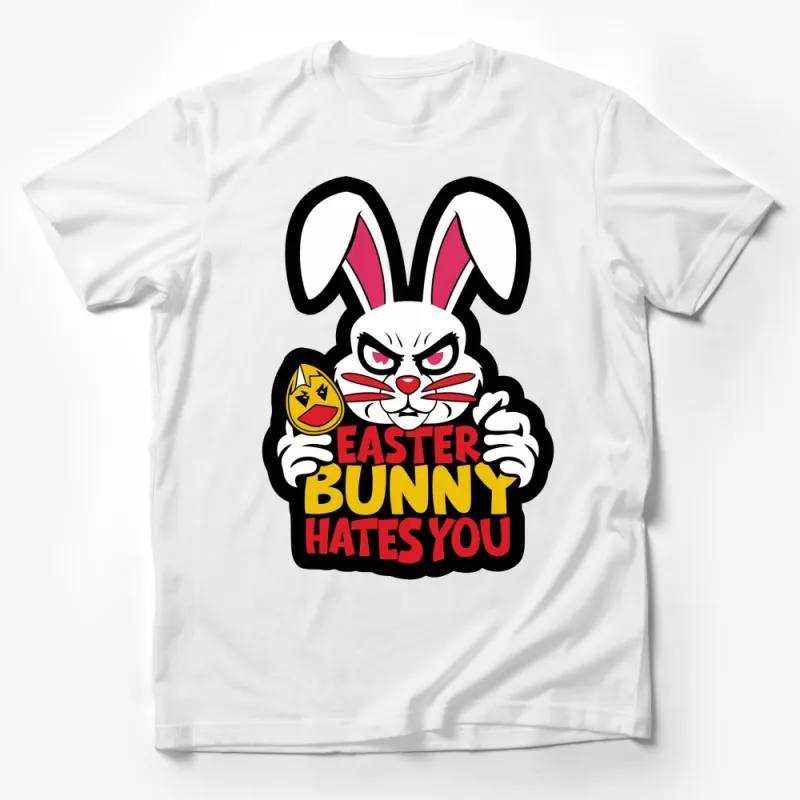 Easter Bunny Hates You T-Shirt, Angry Rabbit Graphic Tee, Unique Easter Gift Male T-Shirt