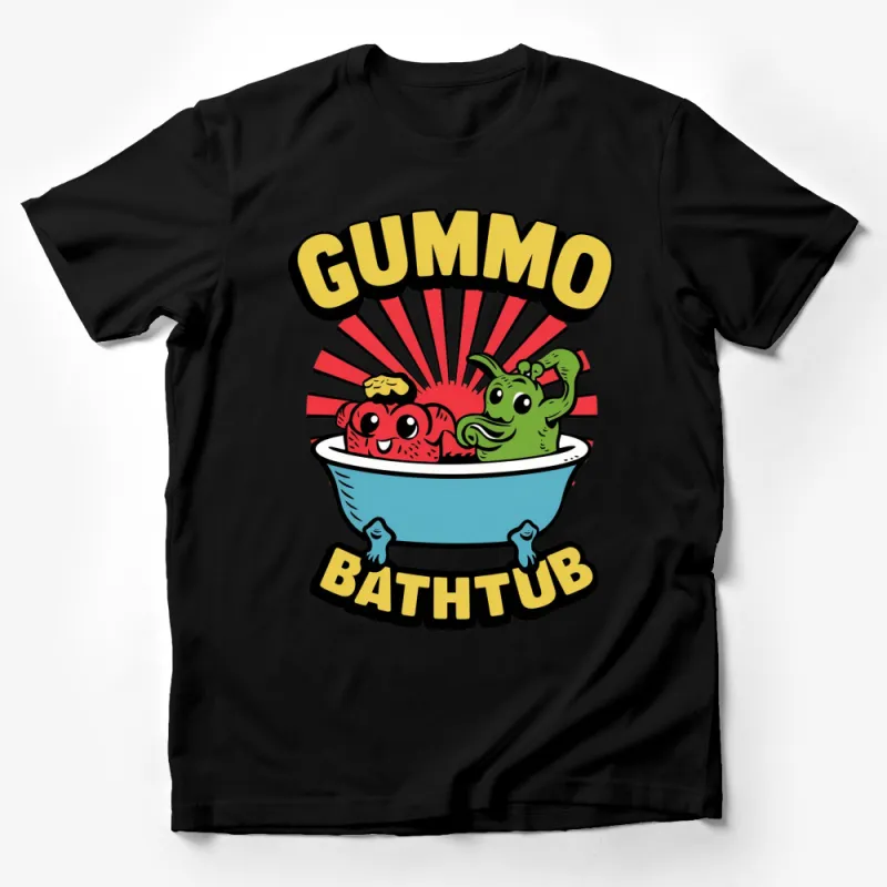 GUMMO Bathtub Graphic T-Shirt, Fun Cartoon Bath Tub Tee, Colorful Retro Style Shirt, Unisex Casual Wear Male T-Shirt