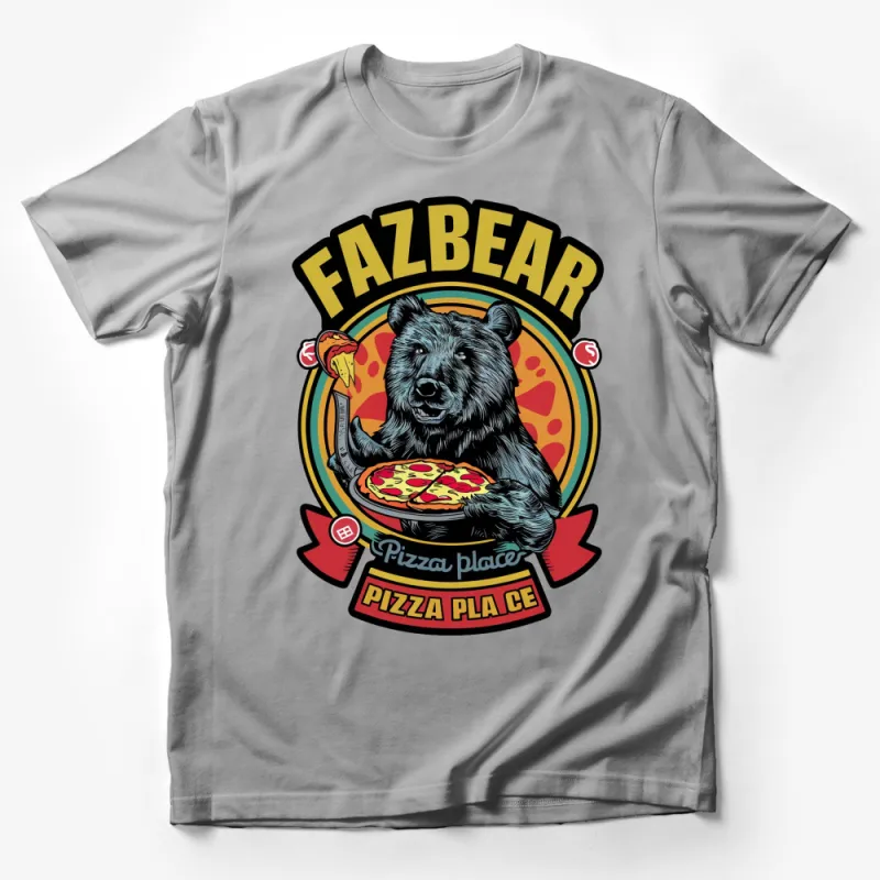 Fazbear Pizza Place Graphic T-Shirt, Cool Bear with Pizza Design, Casual Apparel for Pizza Lovers Male T-Shirt