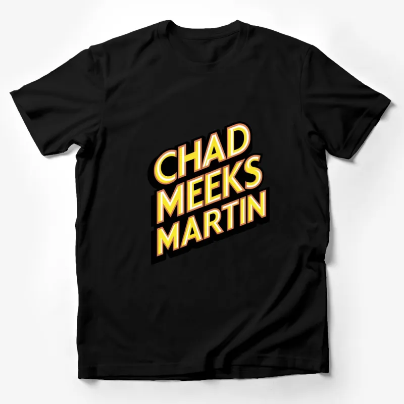 Retro Bold Text Chad Meeks Martin Graphic T-Shirt, Vintage Style Typography Tee Male T-Shirt