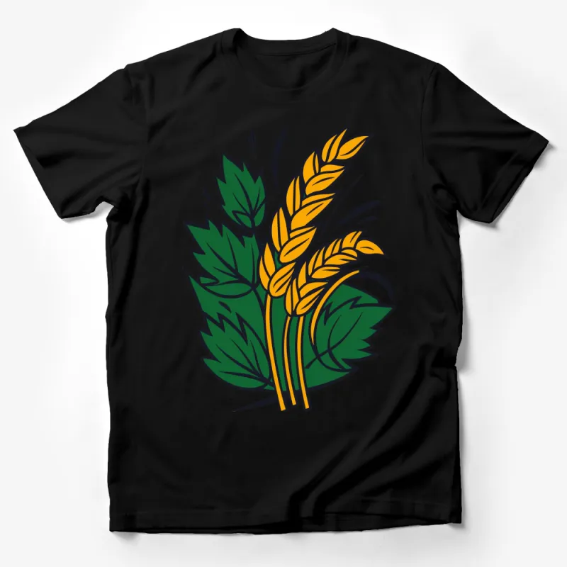 Wheat Sheaf Graphic T-Shirt, Nature Inspired Autumn Harvest Design Tee, Unisex Male T-Shirt