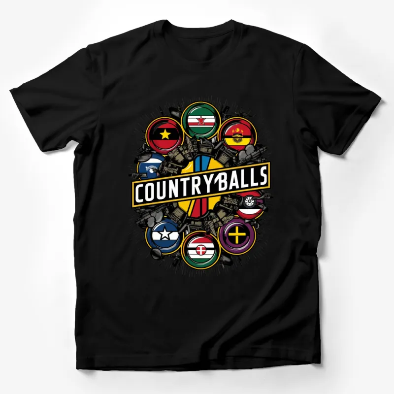 Countryballs Graphic T-Shirt, Colorful National Flag Balls Design, Unisex Tee Male T-Shirt