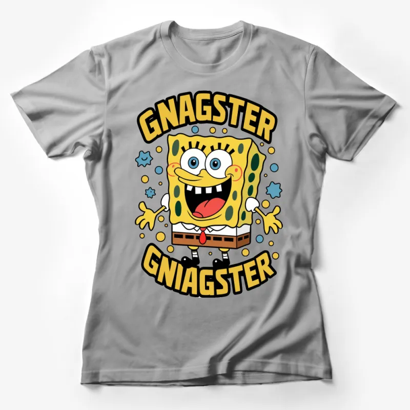 Cartoon Sponge Character Fun T-Shirt, Colorful Graphic Tee for All Ages, Unique Gift Idea Female T-Shirt