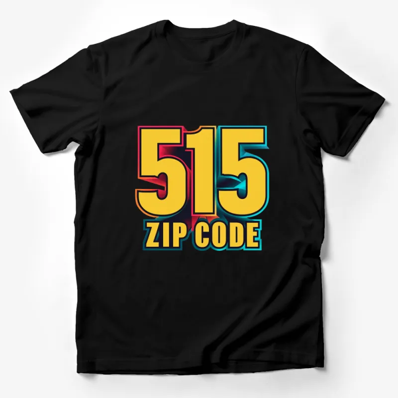 Bold 515 Zip Code Graphic T-Shirt, Colorful Retro Style Tee, Urban Casual Streetwear for All Male T-Shirt