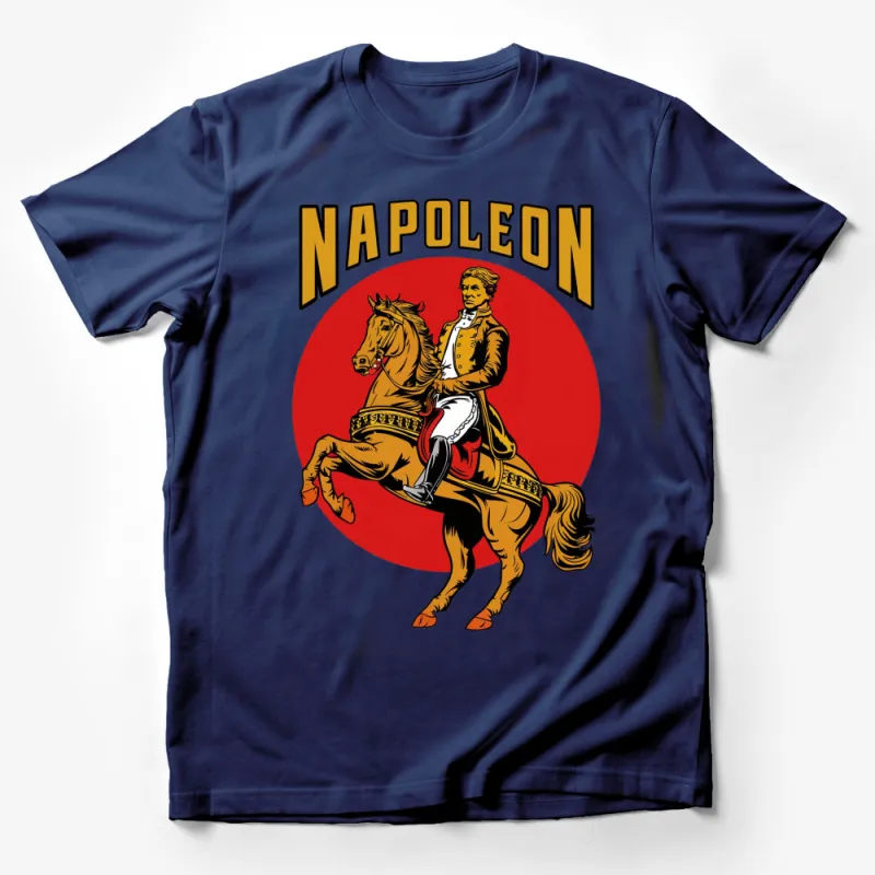 Napoleon Bonaparte Riding Horse Graphic T-Shirt, Vintage Military History-Inspired Tee, Unique Gift for History Buffs Male T-Shirt