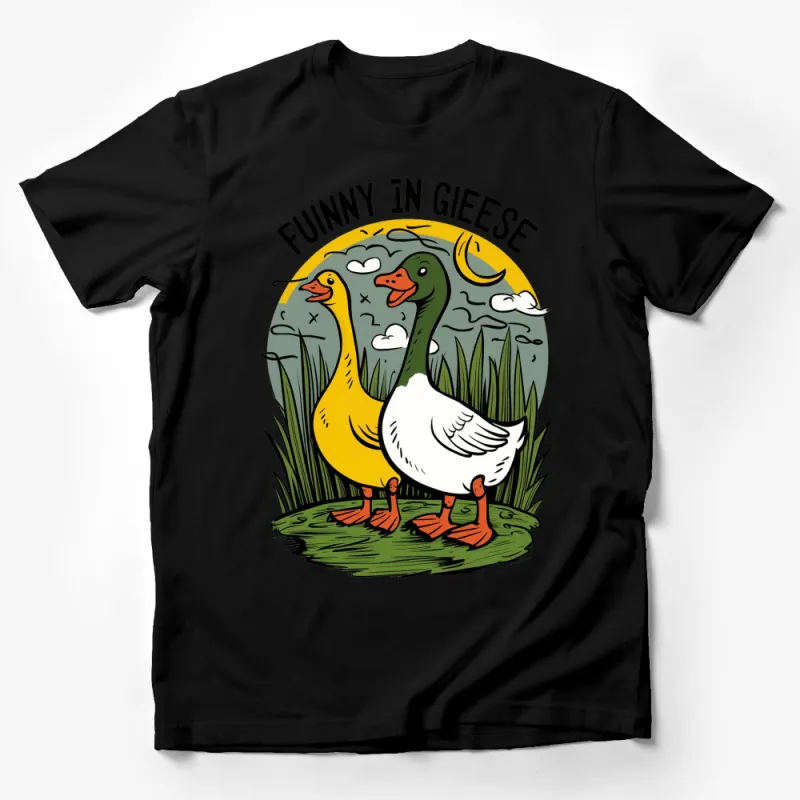 Funny In Giese Cartoon Geese Graphic T-Shirt, Unisex Casual Tee, Nature Lover Shirt Male T-Shirt