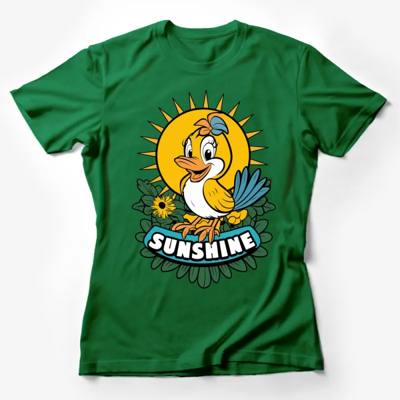 Cute Sunshine Duck T-Shirt, Yellow Sun Floral Graphic Tee, Unisex Summer Shirt for All Ages Female T-Shirt