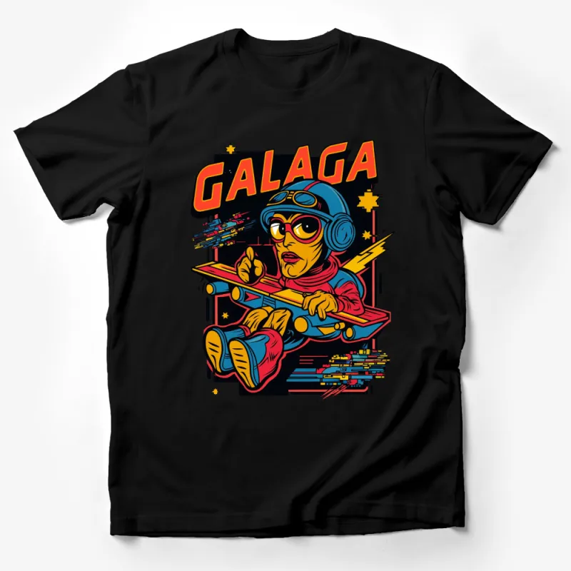 Vintage Galaga Game Art T-Shirt, Retro Arcade Gaming Tee, Colorful Graphic Shirt for Gamers Male T-Shirt