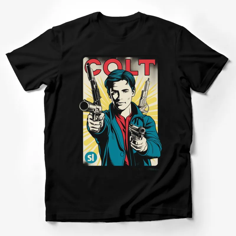 Retro Comic Style Colt T-Shirt, Vintage Pop Art Men's T-Shirt, Unique Graphic Tee for Supernatural Fans Male T-Shirt