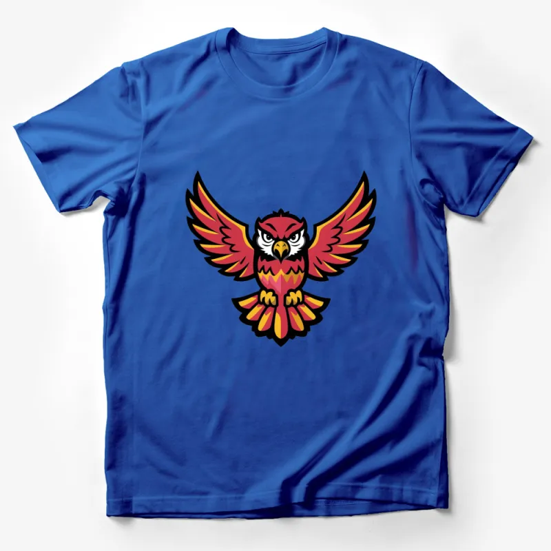 Bold Red and Yellow Eagle Graphic T-Shirt, Vibrant Bird Emblem, Unisex Casual Wear Male T-Shirt