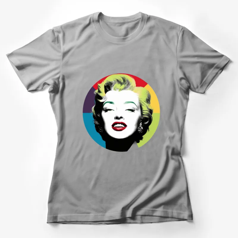 Vintage Pop Art Marilyn Monroe Inspired Colorful Portrait T-Shirt, Stylish Retro Fashion Top Female T-Shirt