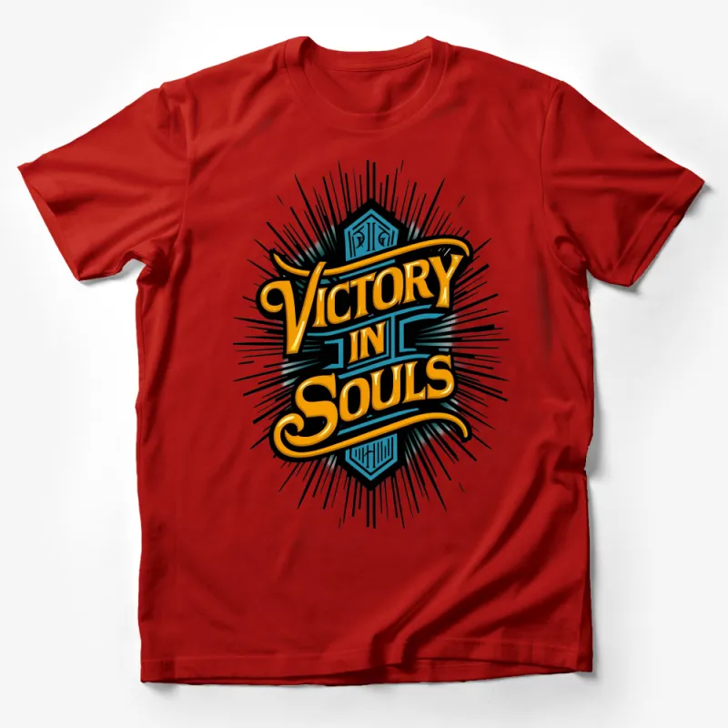 Vintage Victory In Souls T-Shirt, Retro Motivational Graphic Tee, Unique Inspirational Typography Design Male T-Shirt