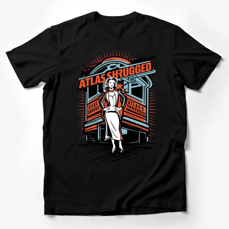 Atlas Shrugged T-Shirt, Vintage Train and Woman Design, Unique Literary Graphic Tee Male T-Shirt