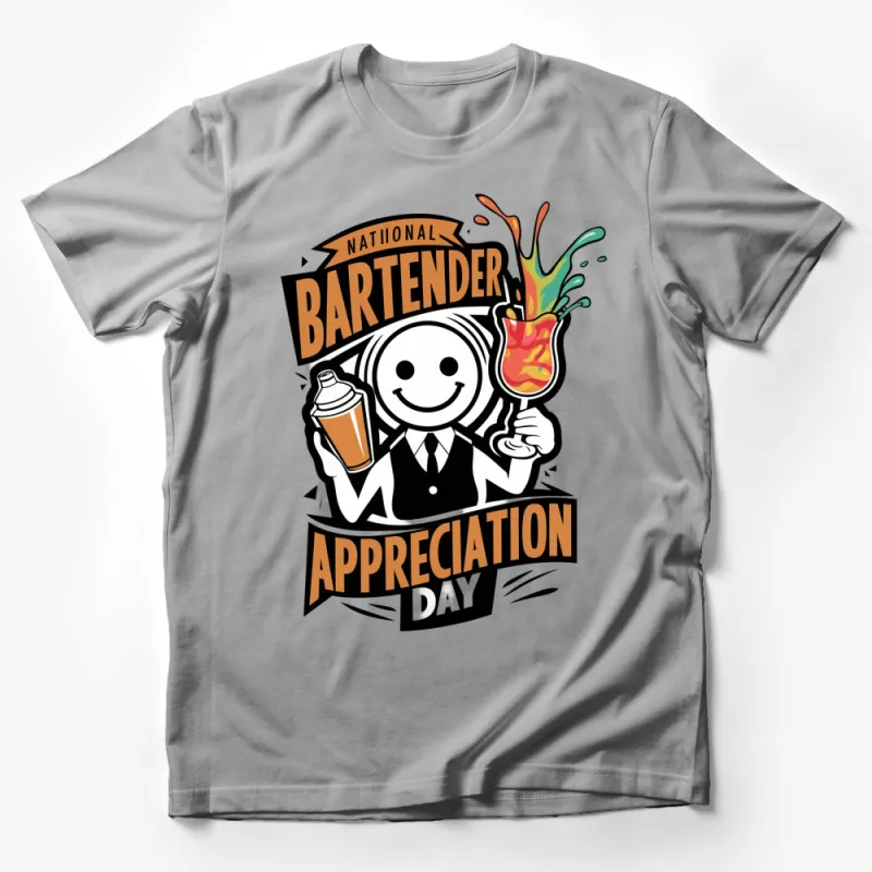 National Bartender Appreciation Day T-Shirt, Colorful Cocktail Graphic Tee, Unisex Gift for Bartenders Male T-Shirt