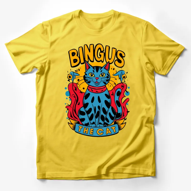 Bingus The Cat T-Shirt, Blue Leopard Cat with Flames, Unisex Graphic Tee, Bold Colorful Cat Lover Gift, Artistic Casual Wear Male T-Shirt