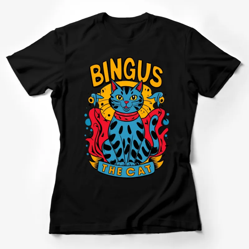 Bingus The Cat T-Shirt, Blue Leopard Cat with Flames, Unisex Graphic Tee, Bold Colorful Cat Lover Gift, Artistic Casual Wear Female T-Shirt