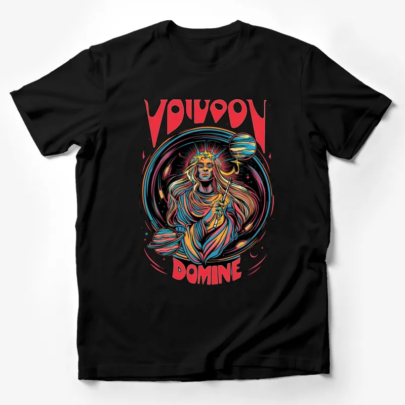 Vibrant Vodou Nou Domine Graphic T-Shirt, Colorful Retro Space Illustration, Cosmic Art Male T-Shirt