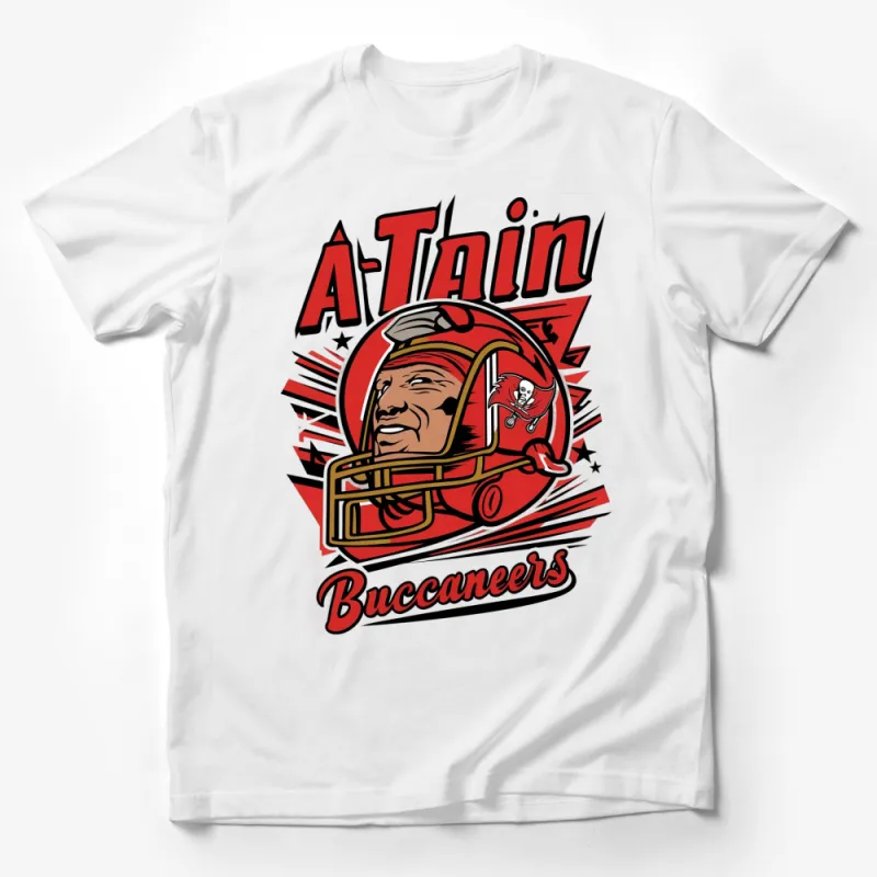 Vintage A-Train Buccaneers Graphic T-Shirt, Retro Football Fan Tee, Bold Red and Black Design Male T-Shirt