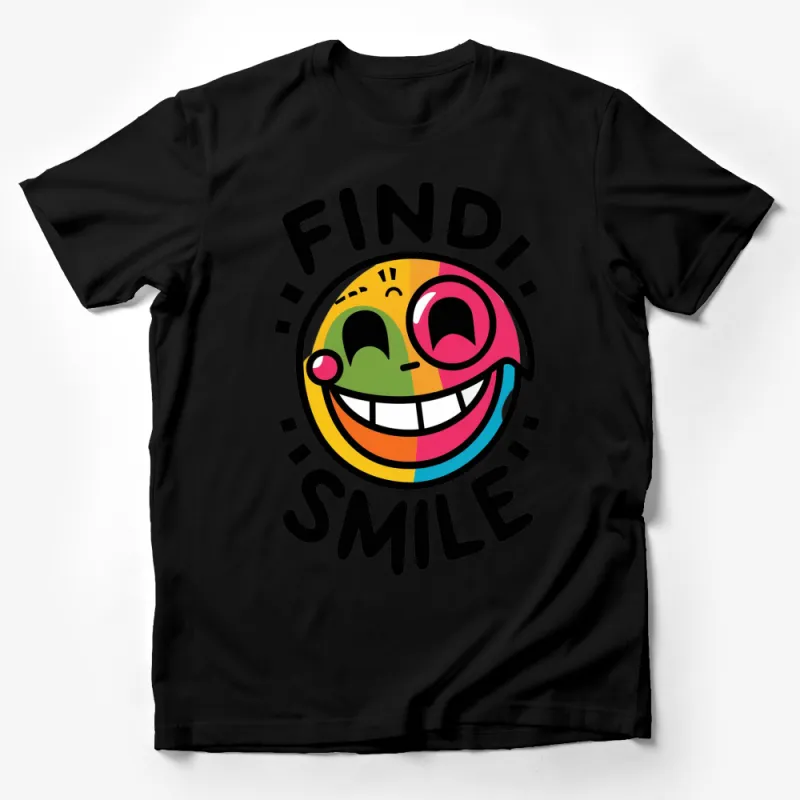 Colorful Find Smile Graphic T-Shirt, Vibrant Happy Face Tee, Unisex Casual Shirt, Fun Gift Idea Male T-Shirt