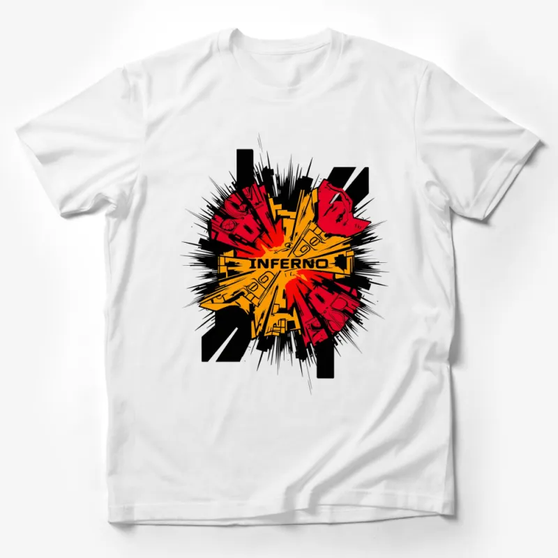 Inferno Explosive Art Red and Black T-Shirt, Bold Comic Style Urban Tee, Unisex Graphic Shirt Male T-Shirt