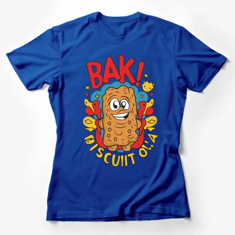 Funny Cookie Cartoon T-Shirt, BAK Biscuit Character, Colorful Graphic Tee for All Ages Female T-Shirt