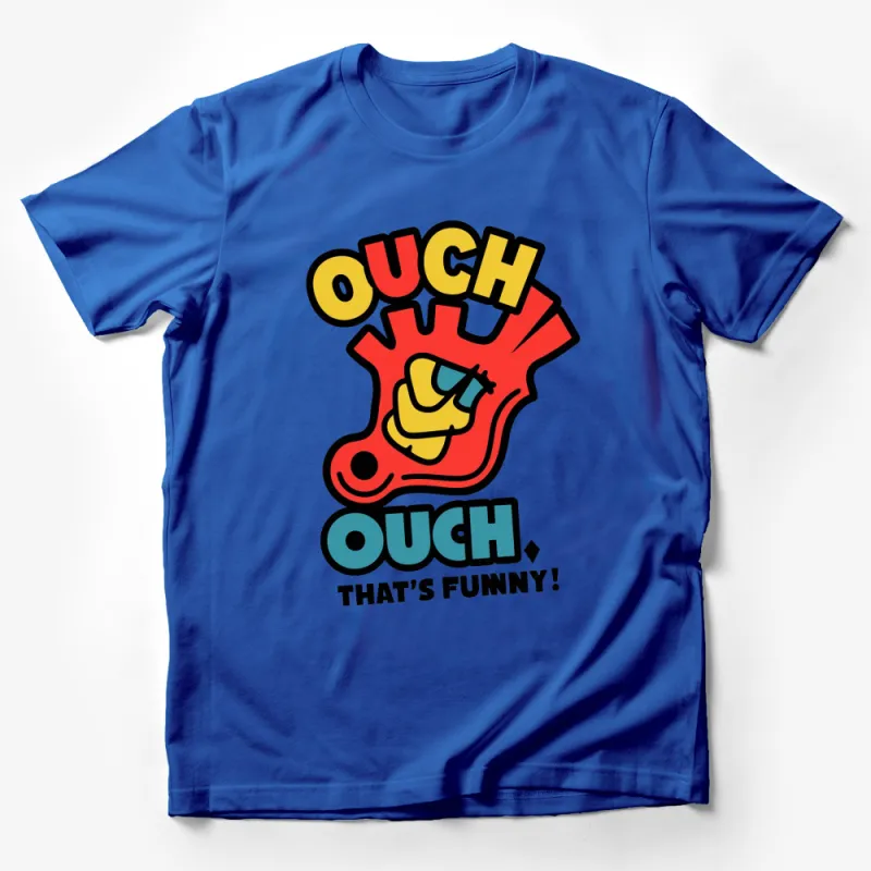 Funny Graphic T-Shirt Ouch That's Funny Colorful Cartoon Hand Design Tee, Unisex Casual Apparel Male T-Shirt