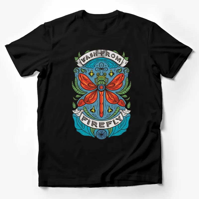 Vintage Firefly Graphic T-Shirt, Colorful Wash From Firefly Art Tee, Unisex Clothing Male T-Shirt