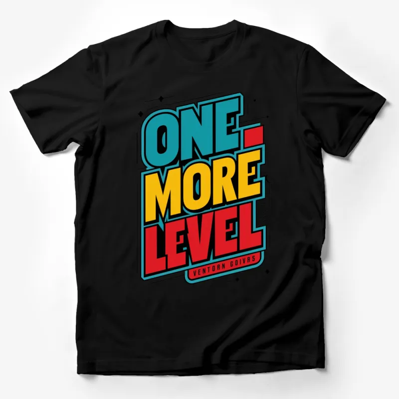 Retro Gaming T-Shirt 'One More Level' Quote, Colorful Vintage Video Game Style Shirt for Gamers Male T-Shirt