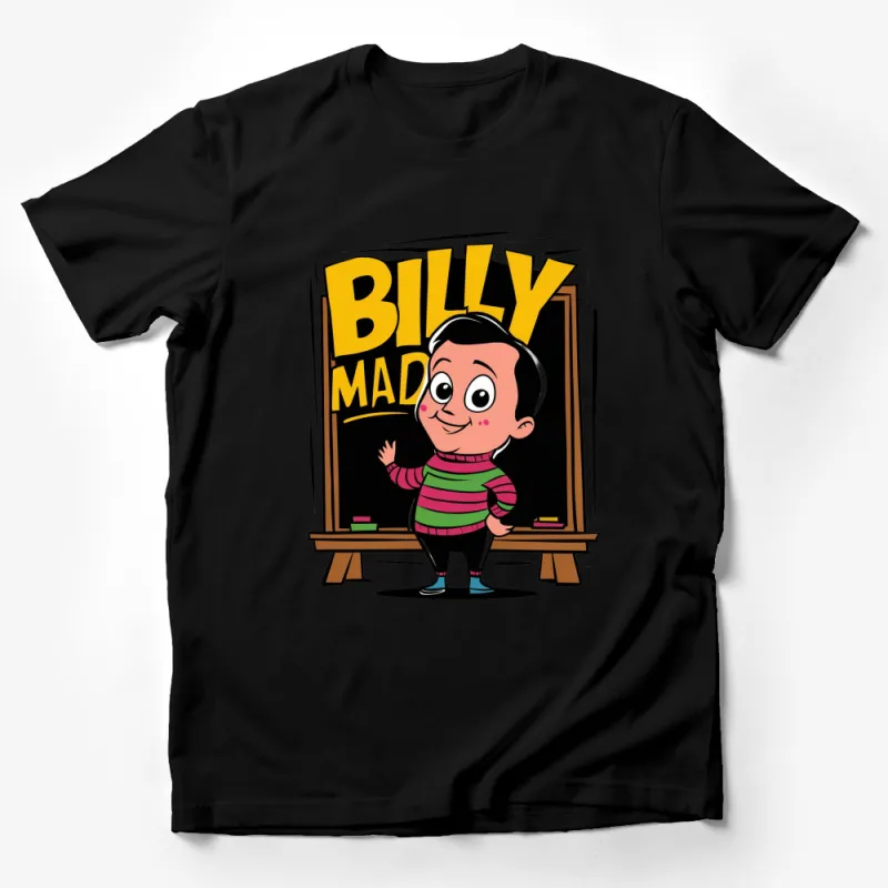 Billy Madison Cartoon Character T-Shirt, Colorful Striped Sweater Design, Movie Fan Apparel Male T-Shirt