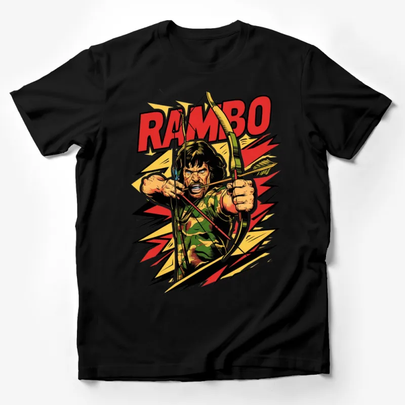 Vintage Rambo Movie T-Shirt, Action Hero Graphic Tee, Retro 80s Sylvester Stallone Top Male T-Shirt