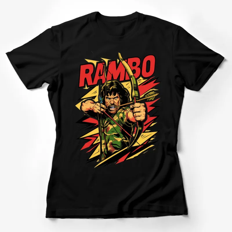 Vintage Rambo Movie T-Shirt, Action Hero Graphic Tee, Retro 80s Sylvester Stallone Top Female T-Shirt