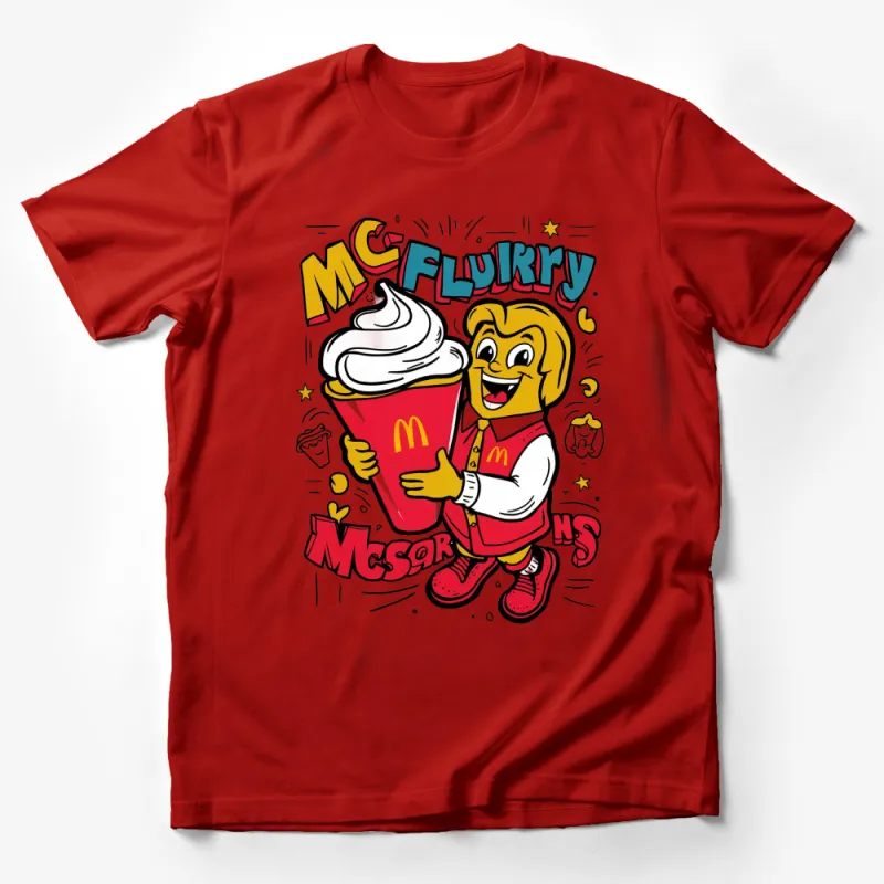 McDonald's McFlurry Graphic Tee, Vibrant Fast Food Themed T-Shirt, Fun Cartoon Apparel Male T-Shirt