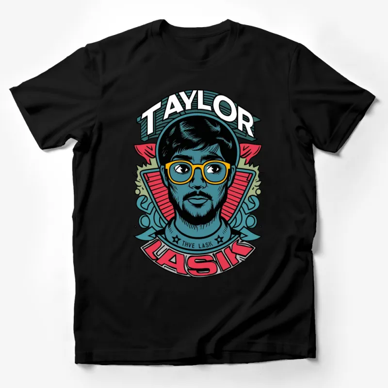 Retro Pop Art Style Taylor Portrait Tee, Colorful Unisex Custom T-Shirt, Graphic Print Design, Gift Idea Male T-Shirt