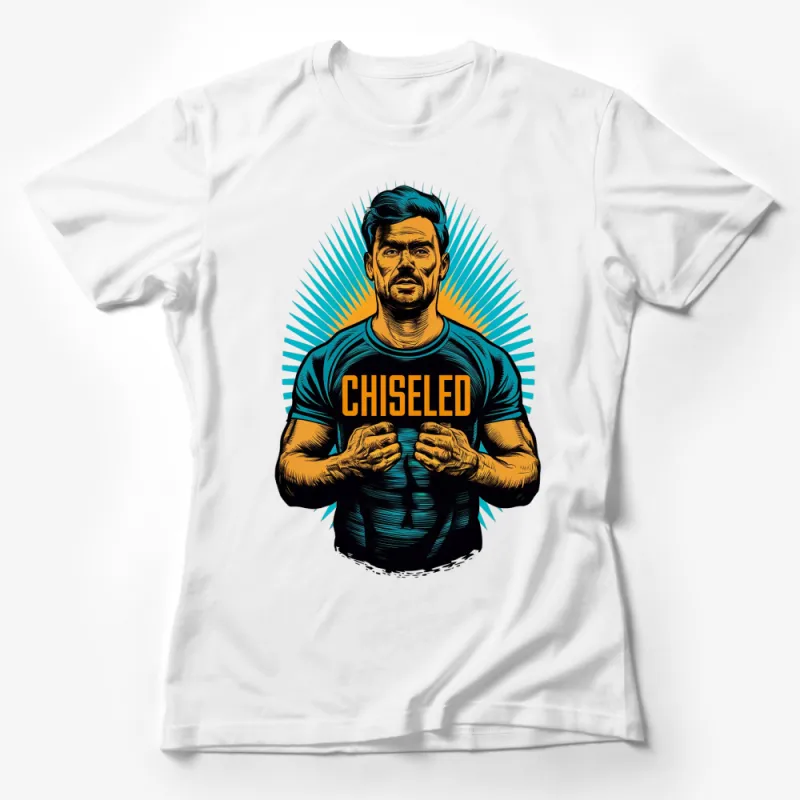 Chiseled Muscle Man T-Shirt, Retro Comic Style Fitness Tee, Athletic Workout Apparel for Men Female T-Shirt