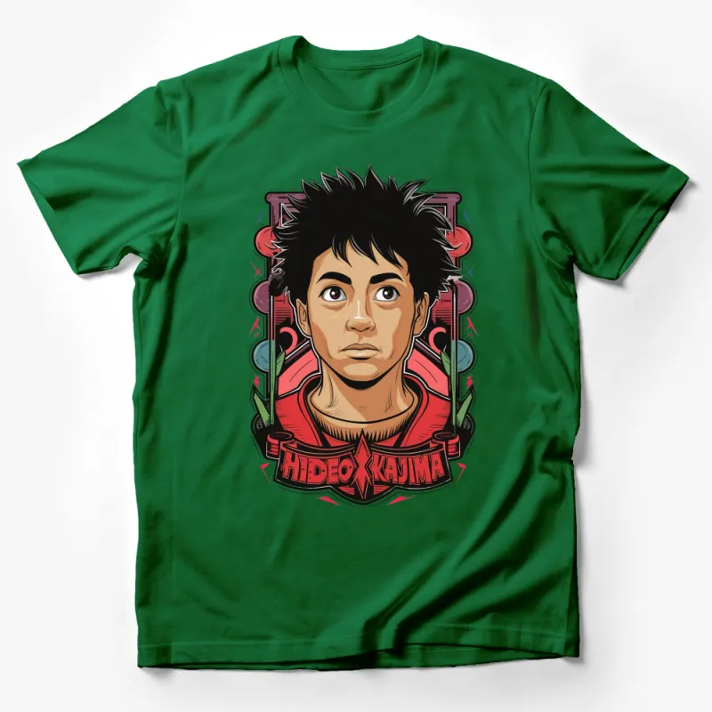 Hideo Kajima Graphic T-Shirt, Colorful Portrait Art Tee, Unique Anime Inspired Shirt, Unisex Casual Wear Male T-Shirt